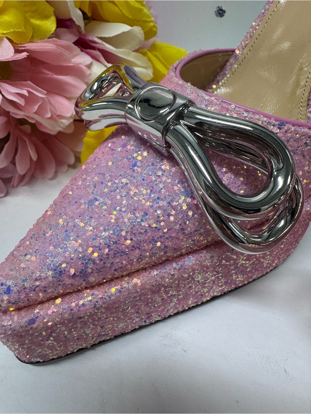 💖ONLY HERE $1400 MACH Y MACH GLITTER BOW HEELS PINK - Picture 4 of 15